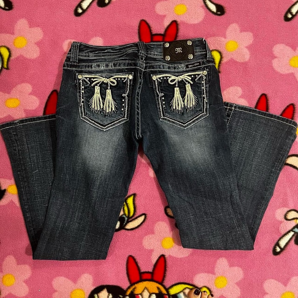 Y2K Coquette Miss me boot cut jeans